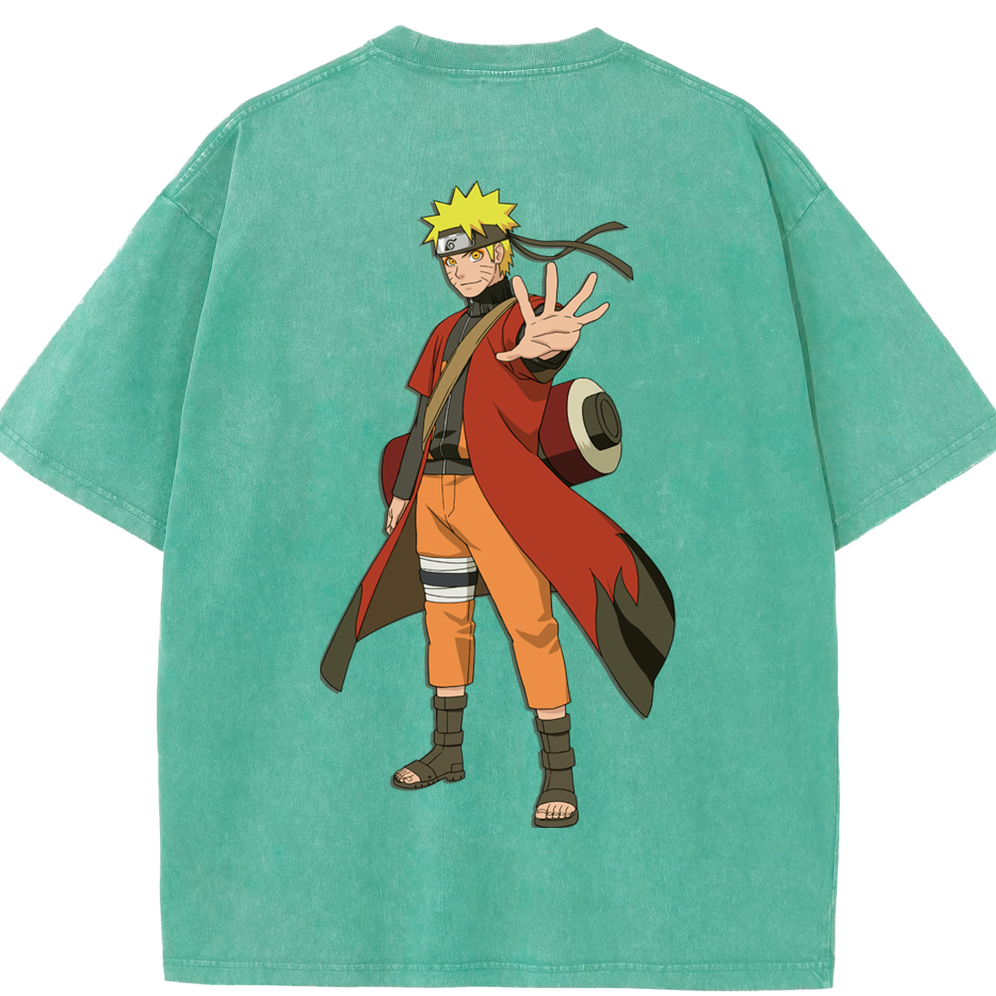 （画像用） NARUTO -ナルト- うずまき ナルト Uzumaki Naruto 綿100% ヴィンテージ風 半袖Tシャツ（背面プリント）